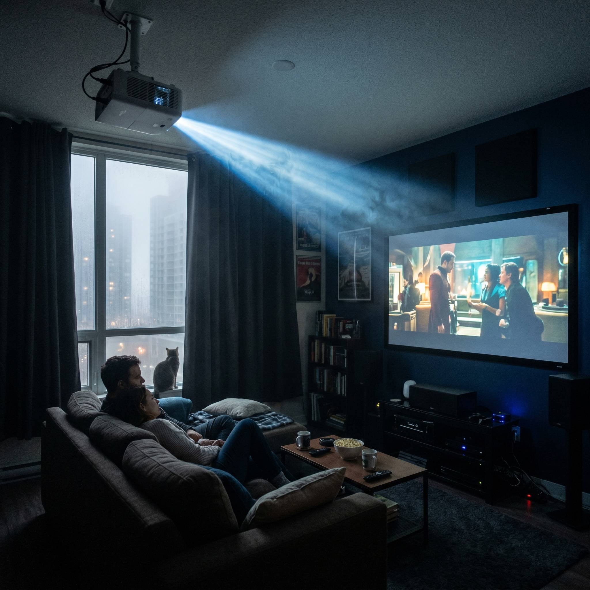 4K laser projector installation in home theatre